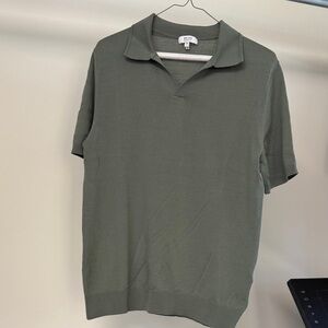 Reiss Mens 100% Merino Wool Shirt - Olive Green